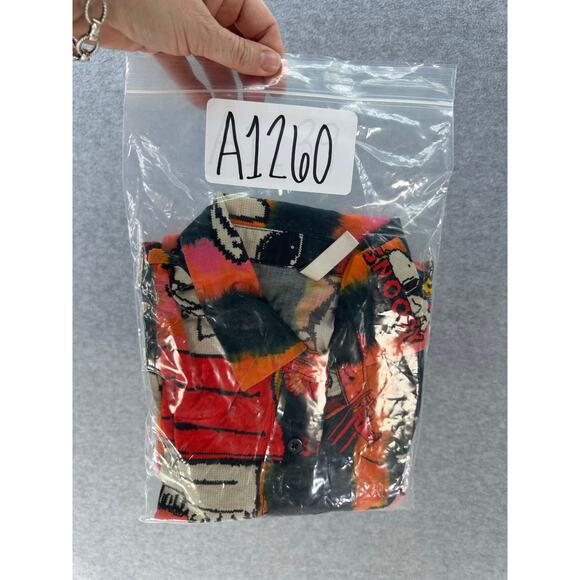 Ethnic Women's sz L SNOOPY Button Down Oversized Shirt Colorful Peanuts Cotton - Picture 13 of 13